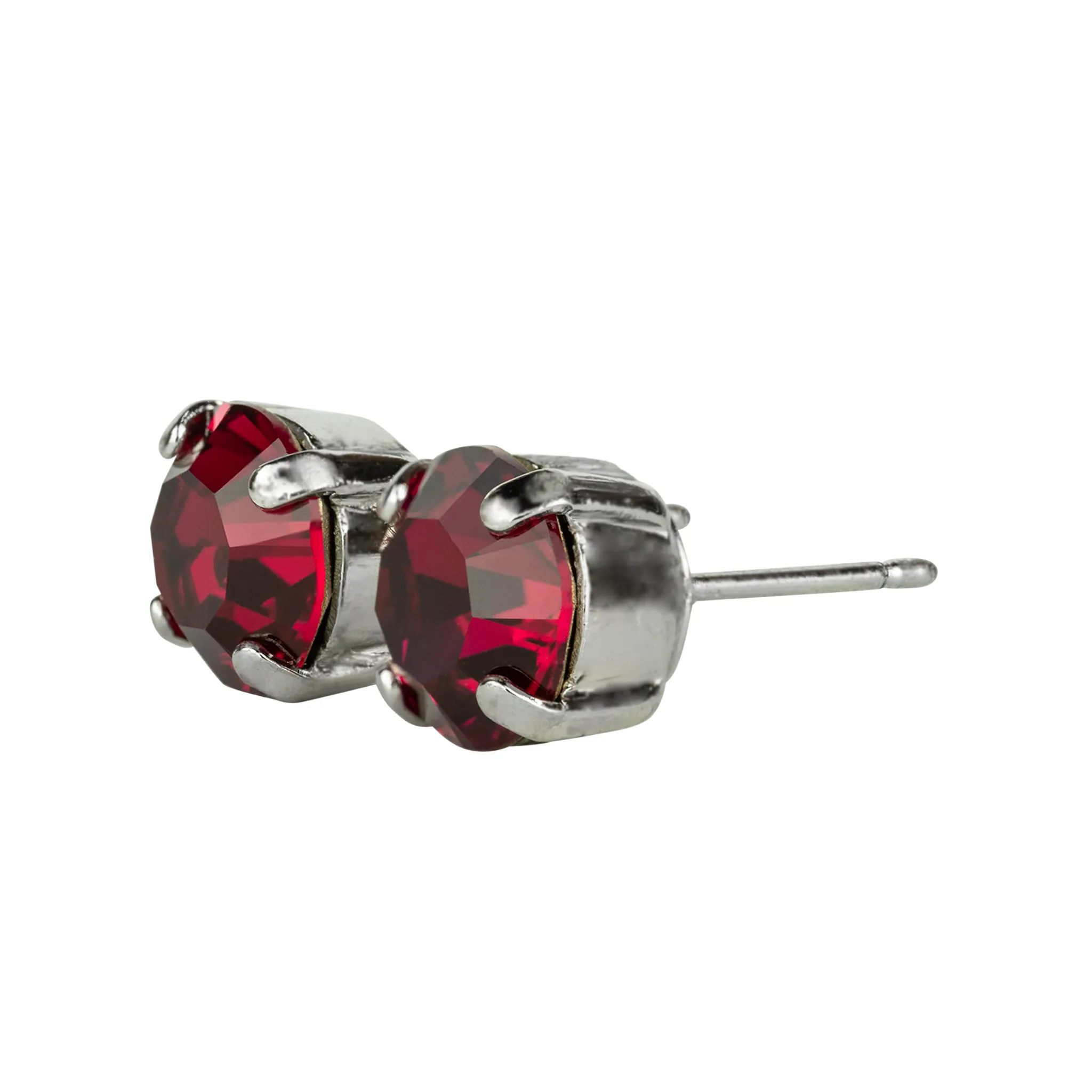 Medium Everyday Post Earrings in "Ruby" - Rhodium