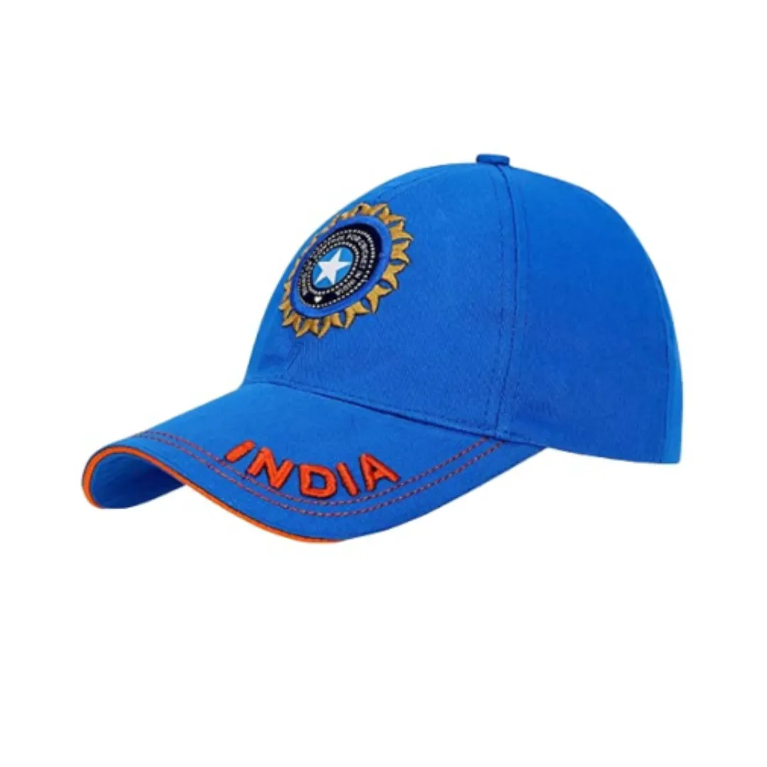 Men's and Women's India Cricket Cap | Unisex Cricket Cap | All Sports Cricket Caps, Blue, Rubber Printed Cap (Colour And Design May Vary)