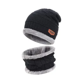 Men's Woolen Cap with Neck Warmer | Cap & Muffler for Men & Women | Beanie Cap (Colours and Designs May Vary)