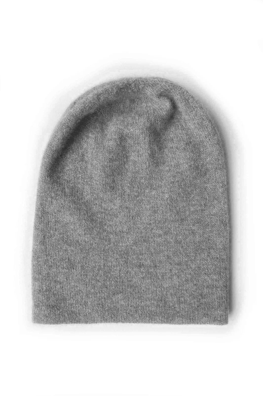 Mid grey cashmere beanie hat for women