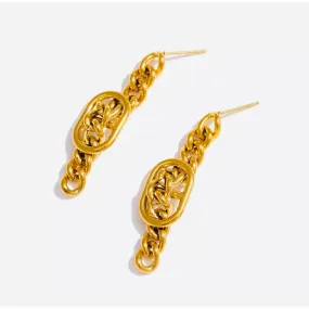 Mili-Buckle Link Drop Gold Earrings