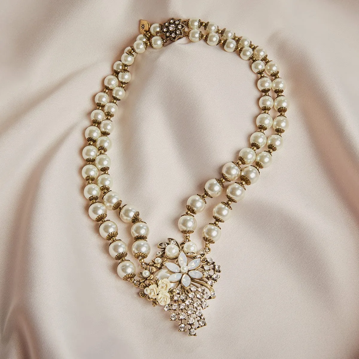 Miriam Haskell Inspired Necklace: 2 Row Vintage Pearl Necklace