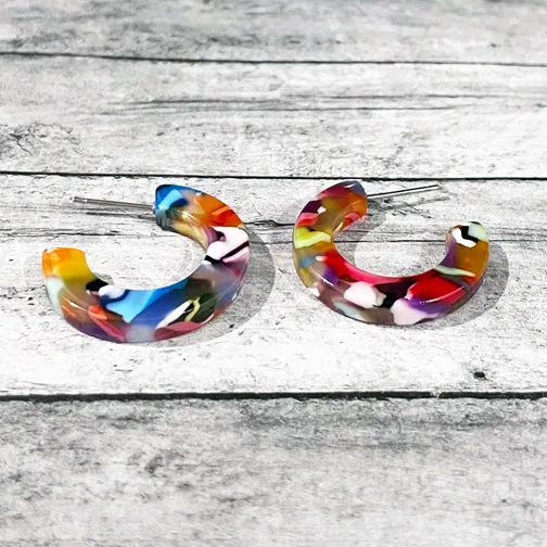 Mixed Colors Vibrant Hoop Earrings (SMALLER VERSION)