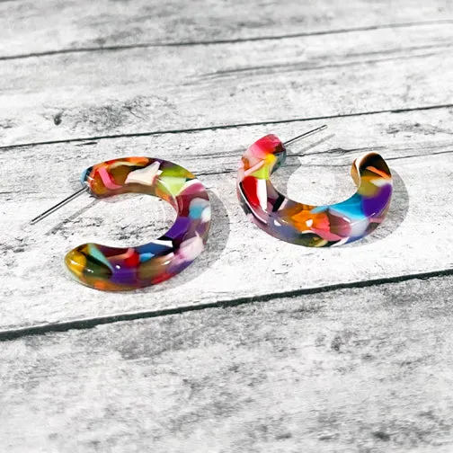 Mixed Colors Vibrant Hoop Earrings (SMALLER VERSION)