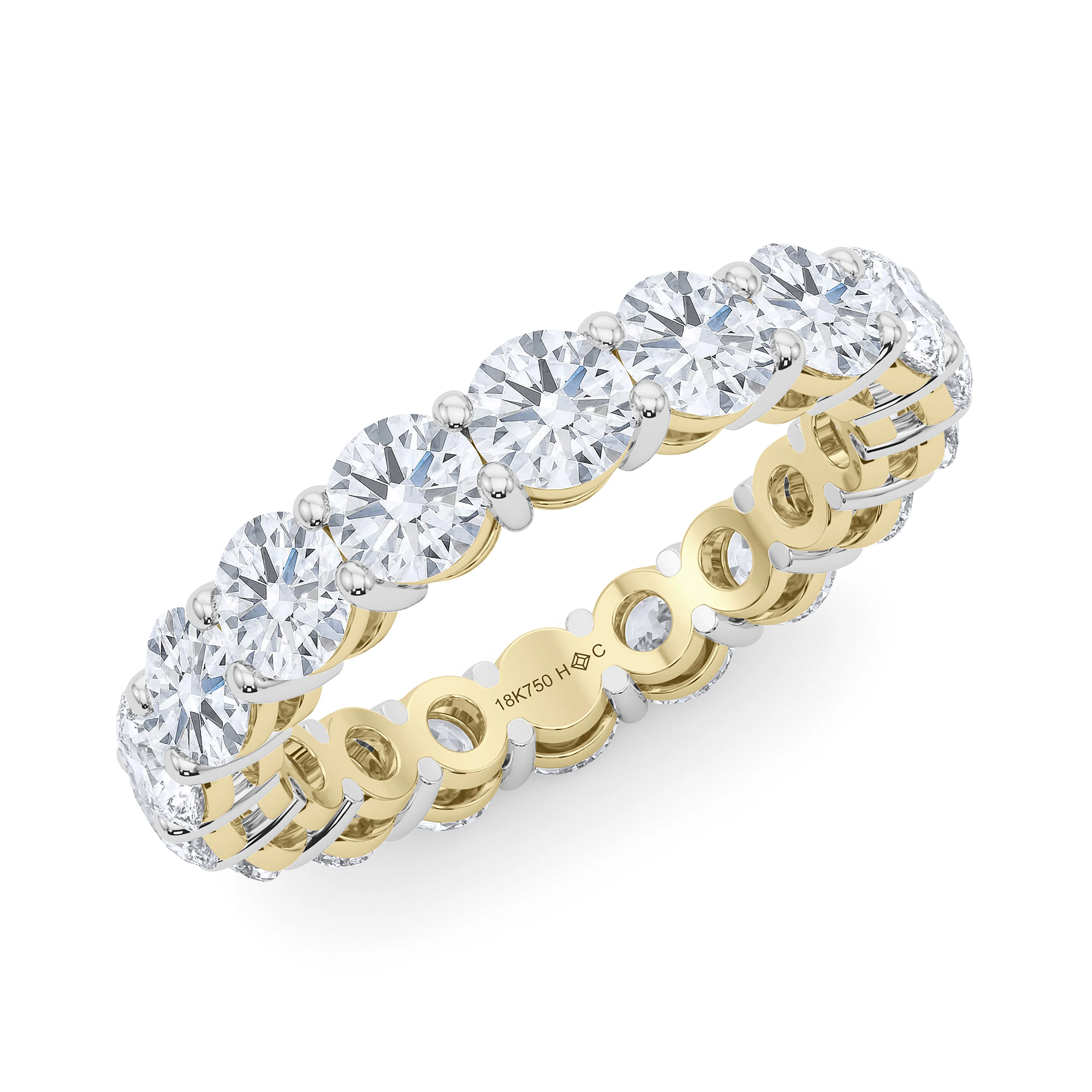 Mixed Metal Round Cut Eternity Band