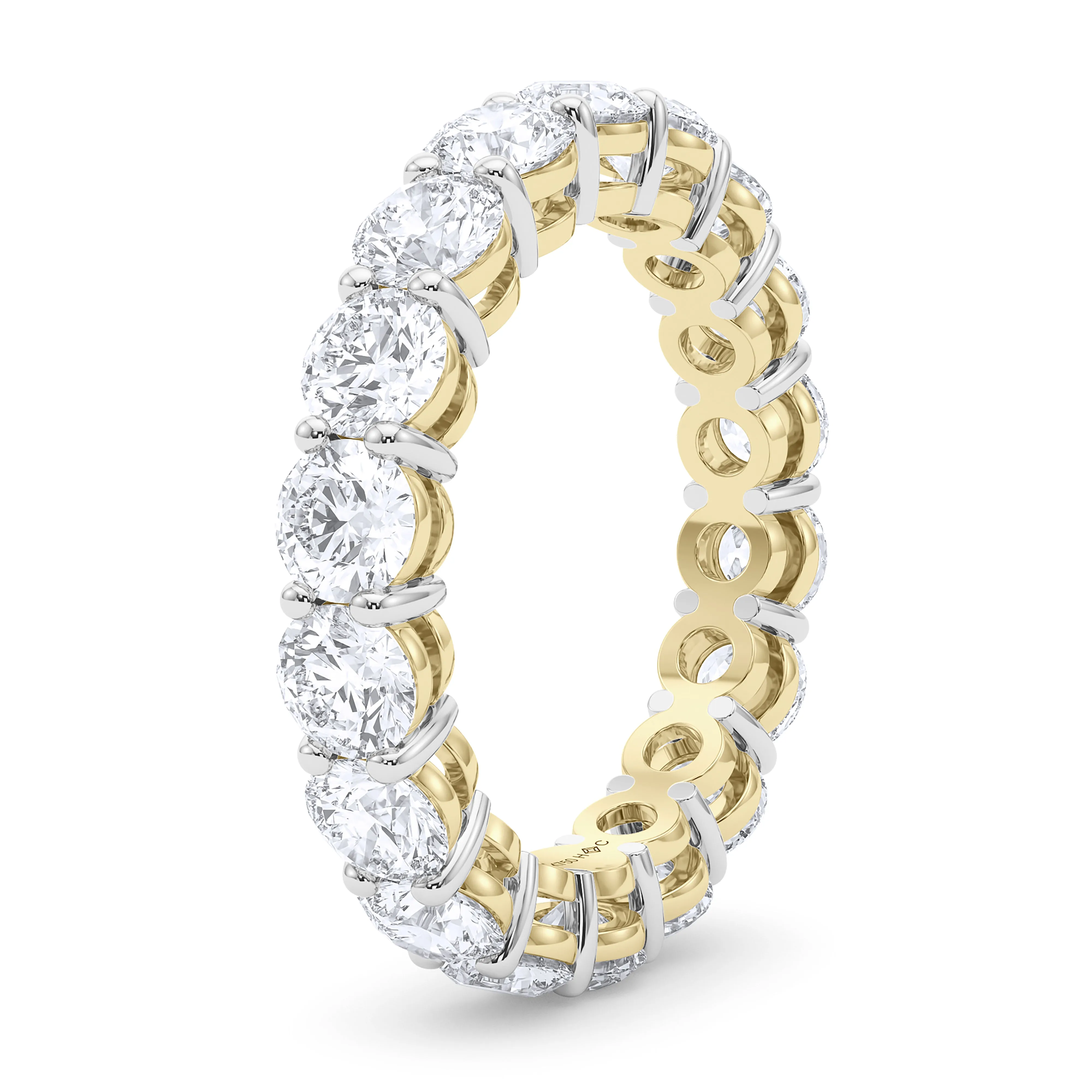 Mixed Metal Round Cut Eternity Band