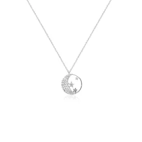 Moon & Star Cubic Zirconia Necklace