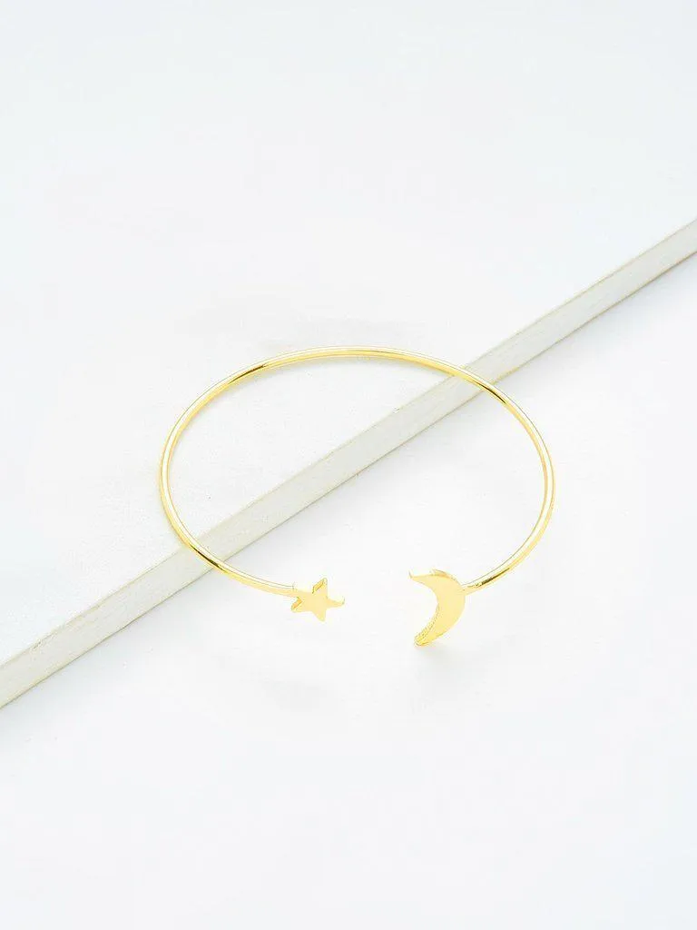 Moon & Star Design Cuff Bracelet