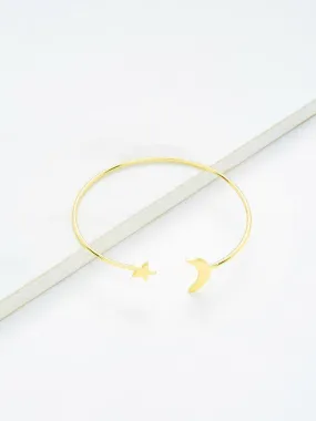 Moon & Star Design Cuff Bracelet