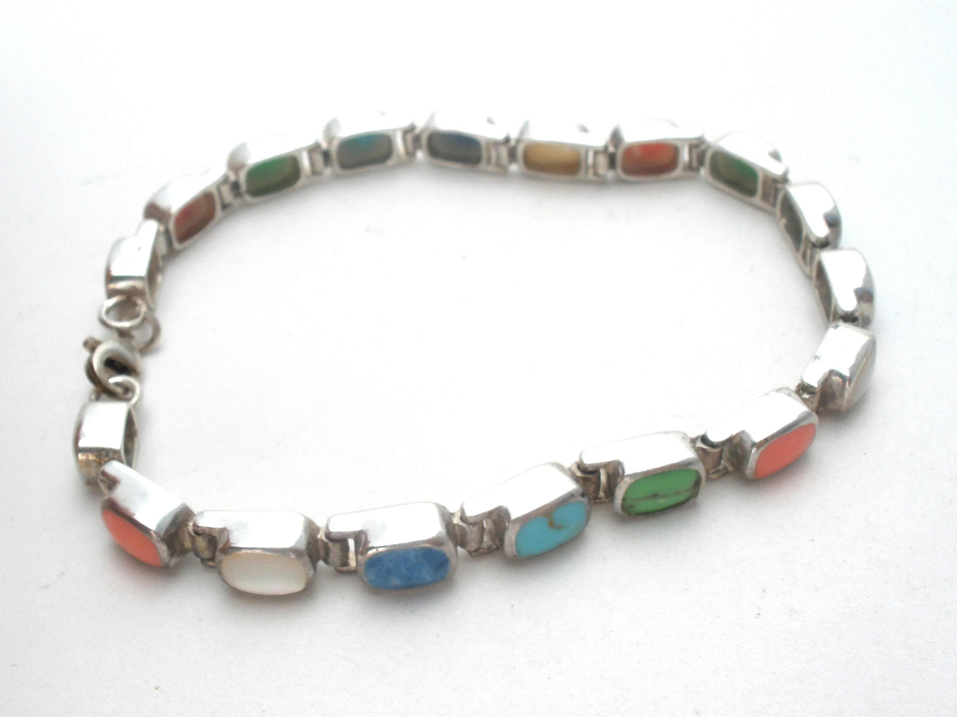 Multi Color Gemstone Sterling Silver Bracelet