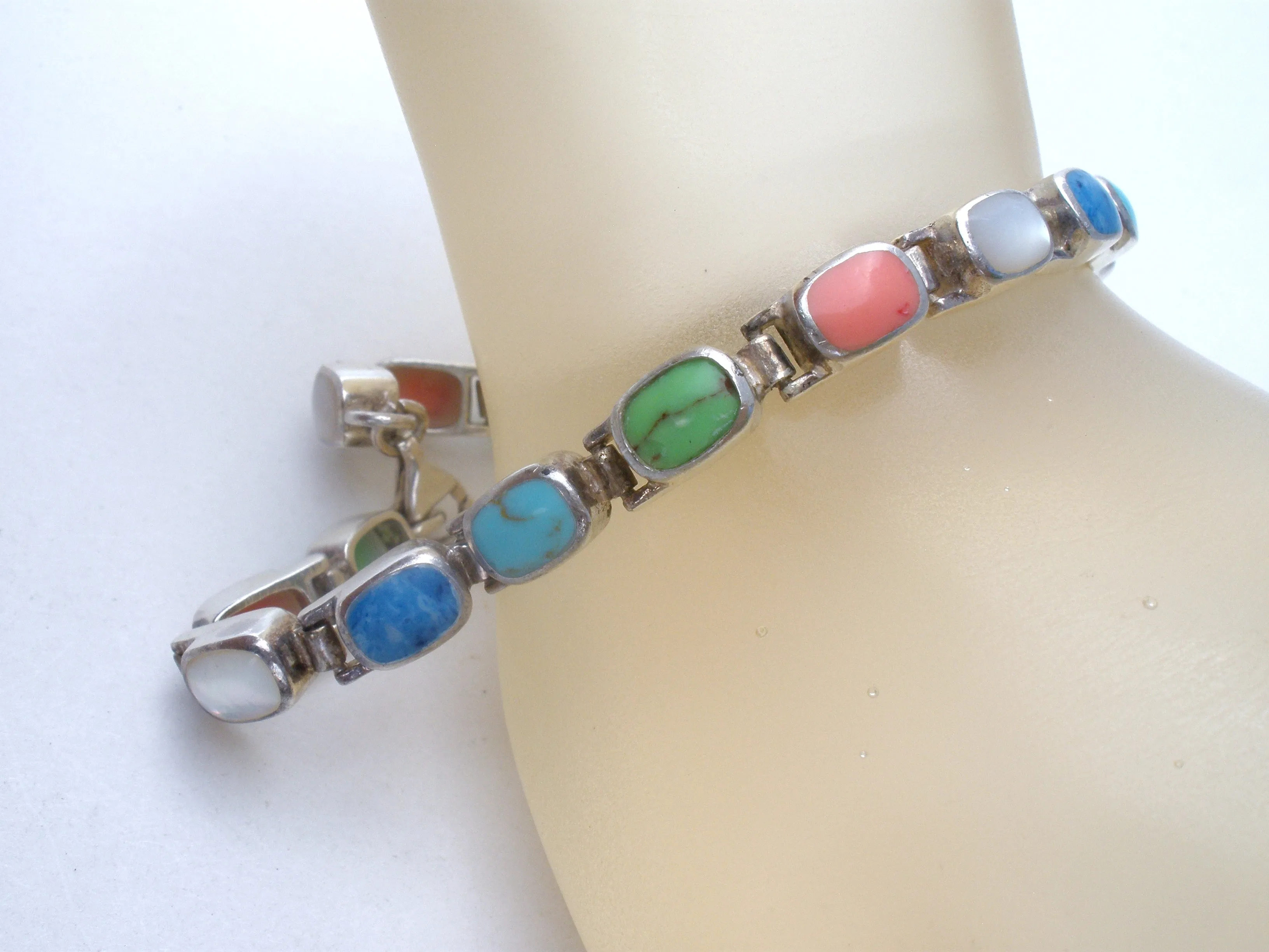 Multi Color Gemstone Sterling Silver Bracelet