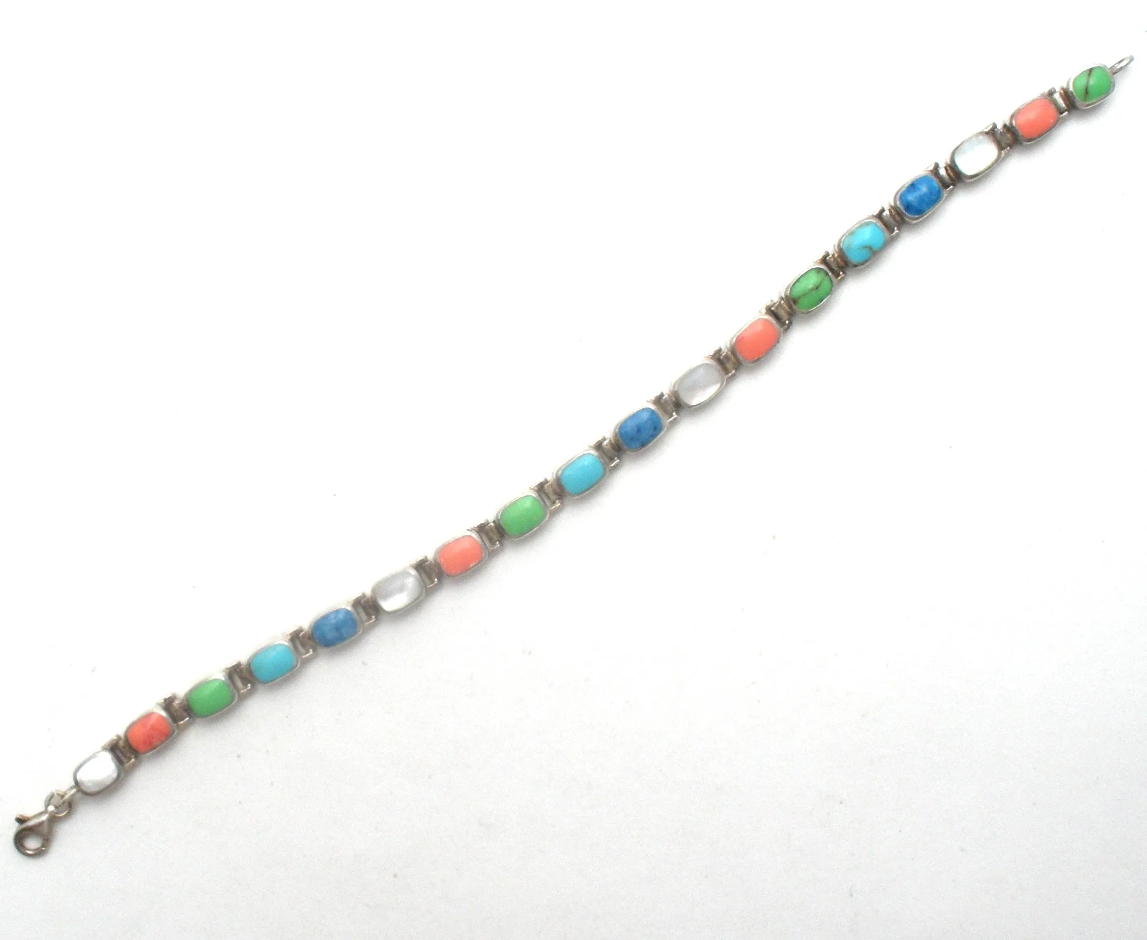 Multi Color Gemstone Sterling Silver Bracelet