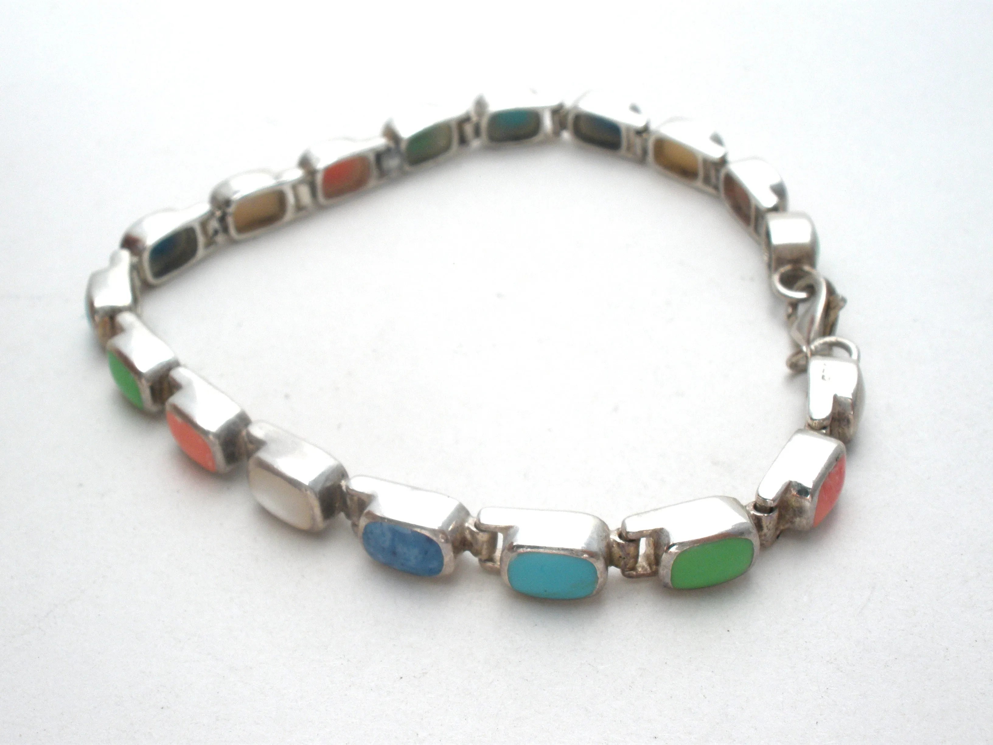 Multi Color Gemstone Sterling Silver Bracelet