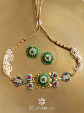 Multicolor Gold Plated Mishr Necklace Set - MR-S469M