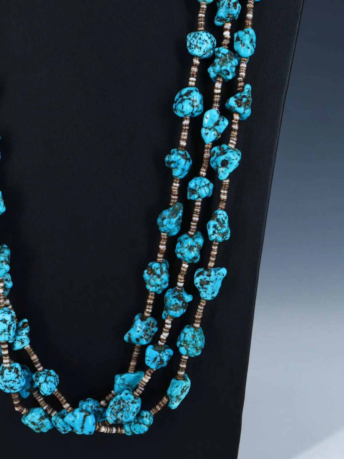 Native American Jewelry Triple Strand Turquoise Necklace