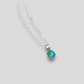 Native American Sterling Silver Small Turquoise Pendant Necklace