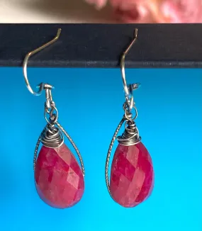 Natural Ruby Earrings, Gemstone Drop Earrings, July Birthstone Earrings