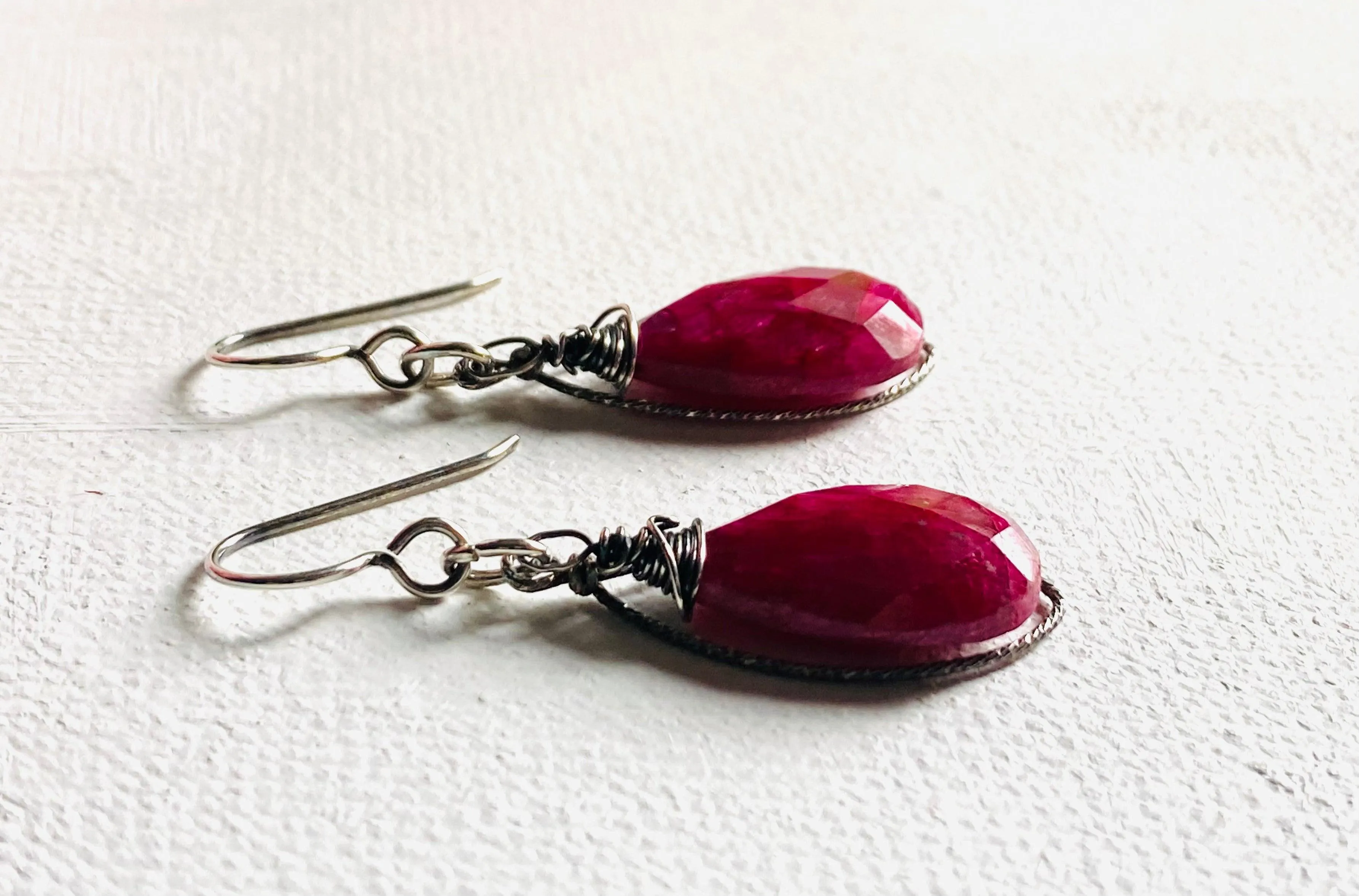 Natural Ruby Earrings, Gemstone Drop Earrings, July Birthstone Earrings