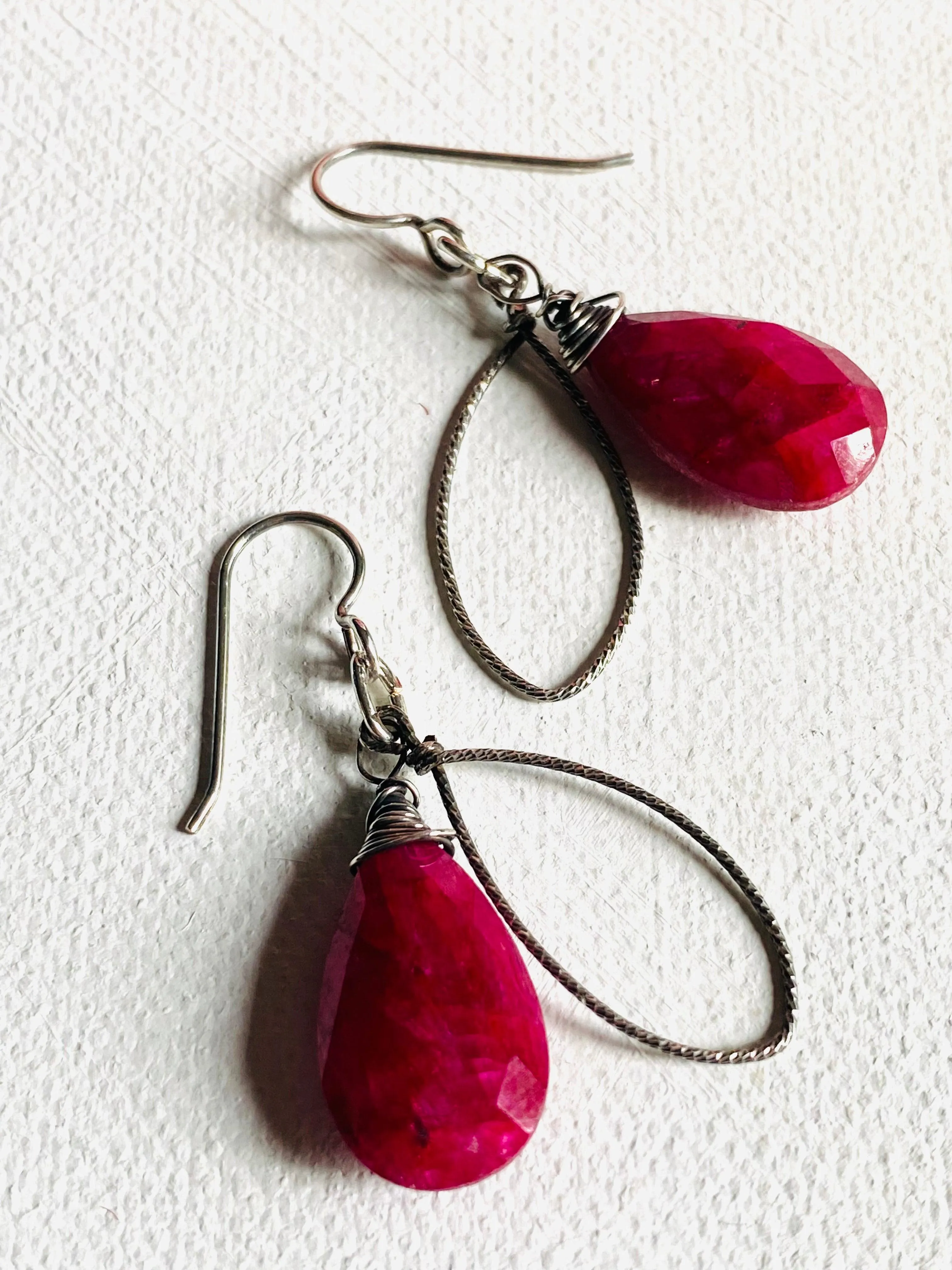 Natural Ruby Earrings, Gemstone Drop Earrings, July Birthstone Earrings