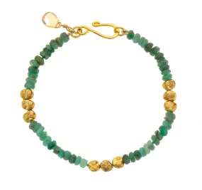 Nava Zahavi Yellow Gold Nuggets Emerald Bracelet