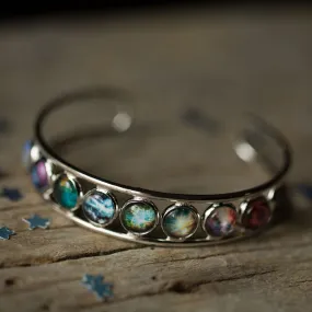 Nebula Rainbow Silver Cuff Bracelet