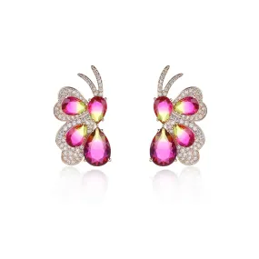 New Cubic Zircon Butterfly Earrings for Wedding, Crystals Stud Earring for Bride, 925 Silver Pin CE11897