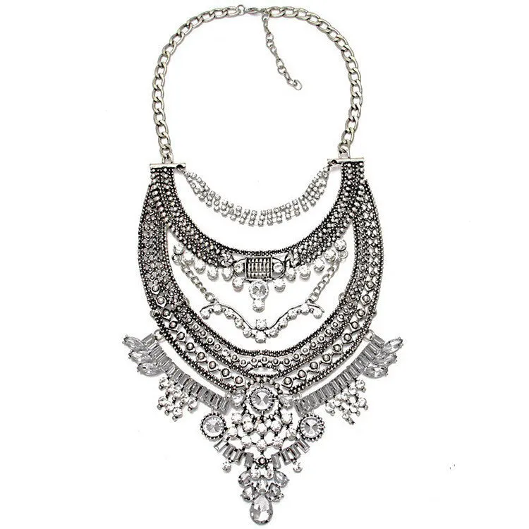 New Fashion Hot Sale Vintage Boho Crystal Collares Statement Necklaces & Pendants Long Choker Maxi Necklaces Women Jewelry