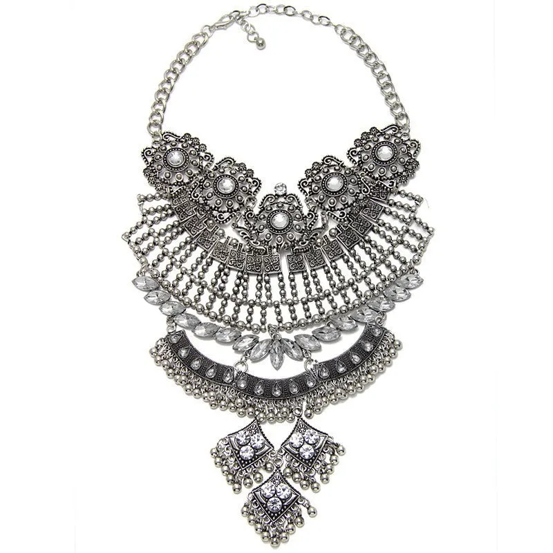 New Fashion Hot Sale Vintage Boho Crystal Collares Statement Necklaces & Pendants Long Choker Maxi Necklaces Women Jewelry