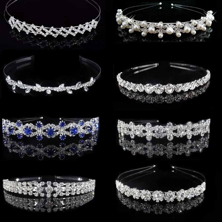 New Hair Band Wedding Hair Accessories for Women Girls Headband Hair Ornaments Headpiece Blue Crystal Silver Crown Hair Jewelry