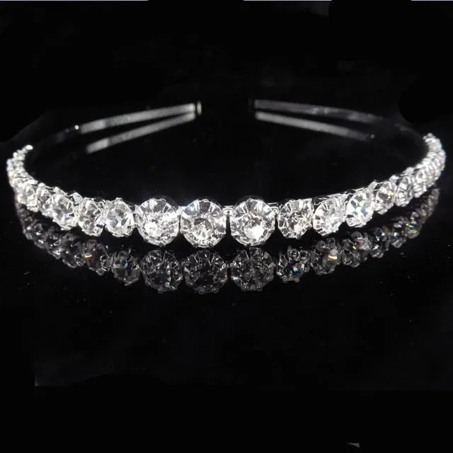 New Hair Band Wedding Hair Accessories for Women Girls Headband Hair Ornaments Headpiece Blue Crystal Silver Crown Hair Jewelry