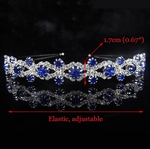 New Hair Band Wedding Hair Accessories for Women Girls Headband Hair Ornaments Headpiece Blue Crystal Silver Crown Hair Jewelry