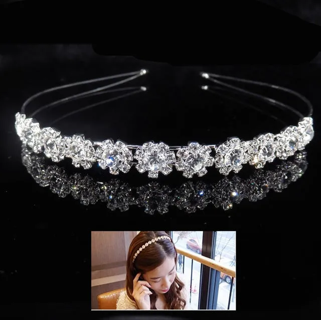 New Hair Band Wedding Hair Accessories for Women Girls Headband Hair Ornaments Headpiece Blue Crystal Silver Crown Hair Jewelry