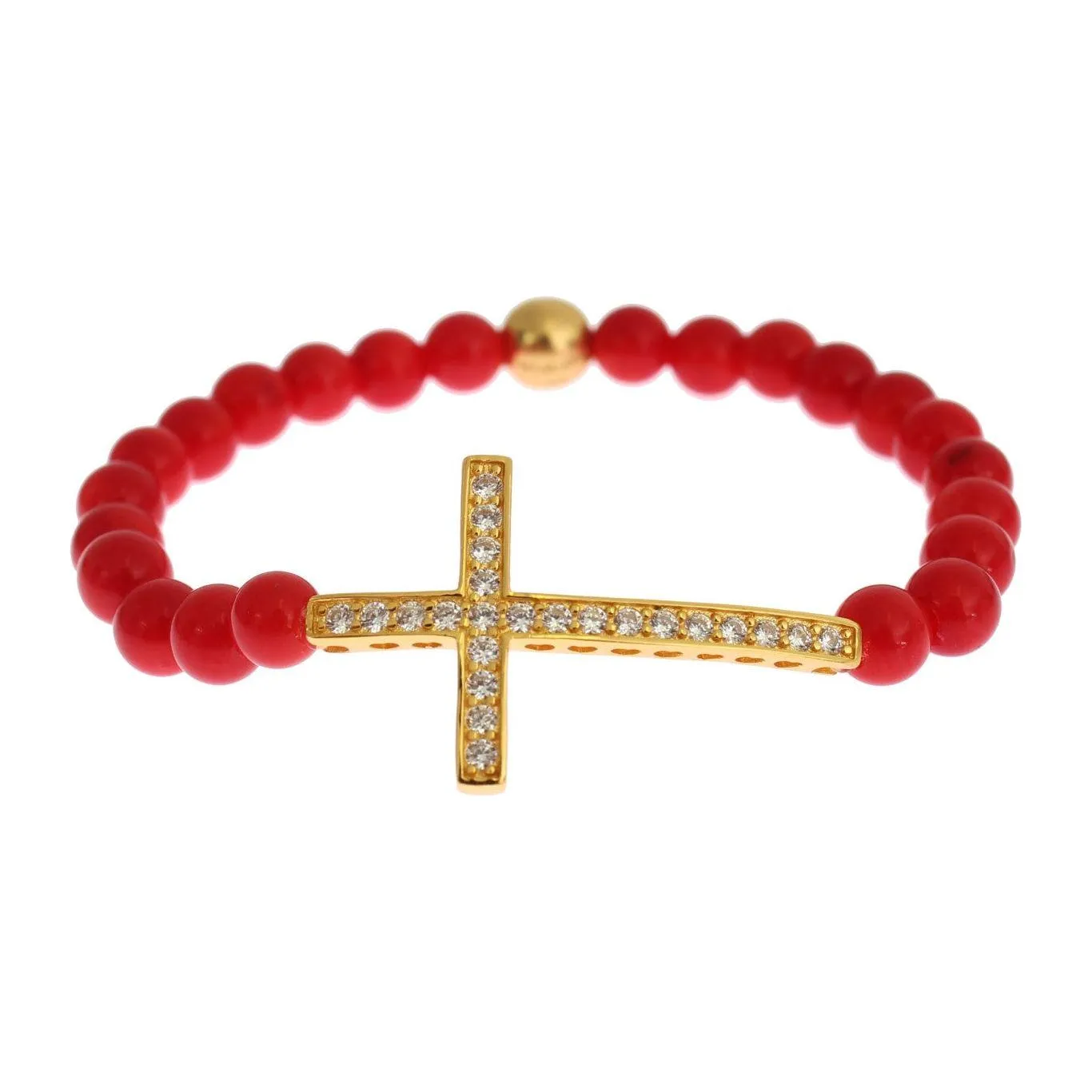 Nialaya Elegant Gold and Red Coral Beaded Bracelet