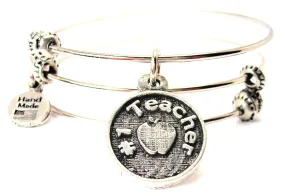 Number One Teacher Triple Style Expandable Bangle Bracelet