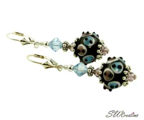 Ocean Aqua Lampwork Beaded Earrings