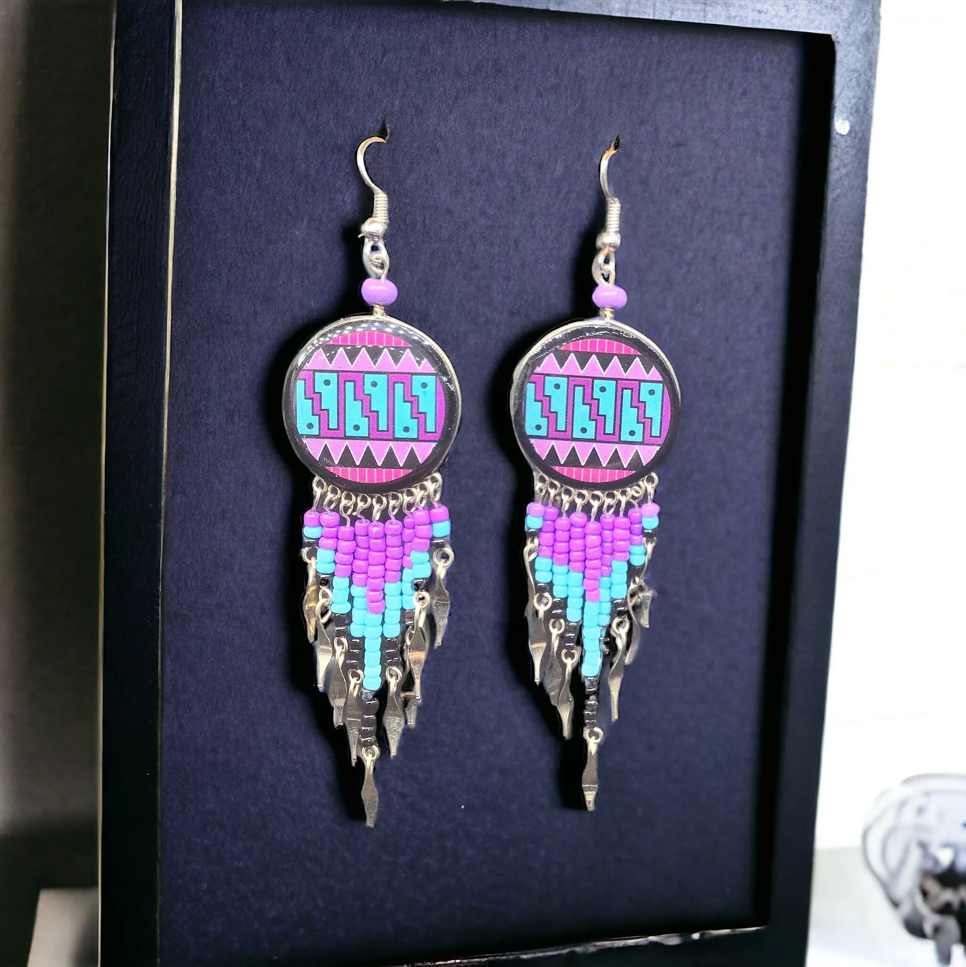 OldTribes™ Southwestern Round Purple and Turquoise Earrings