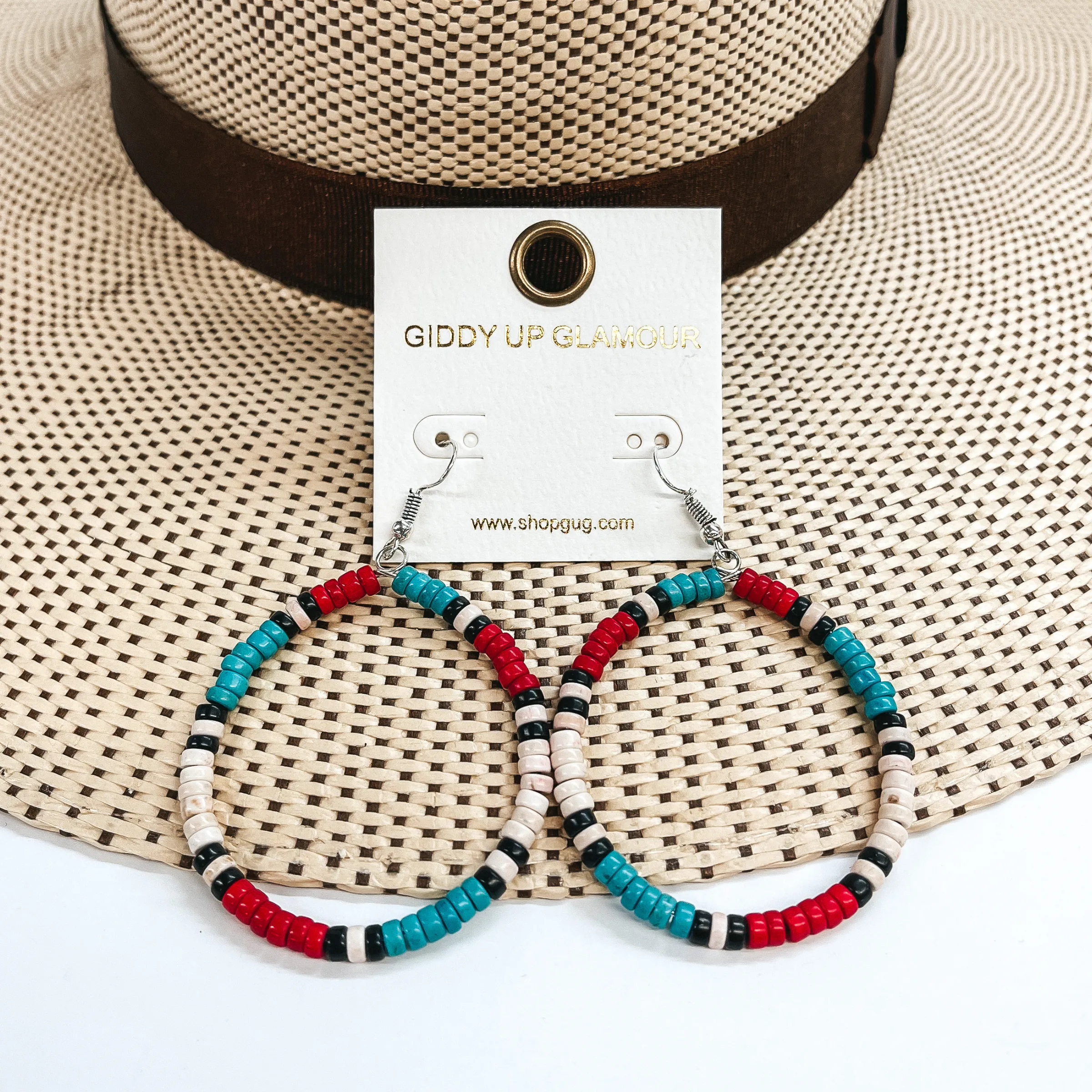 On the Daily Multicolored Beaded Hoop Earrings in Ivory