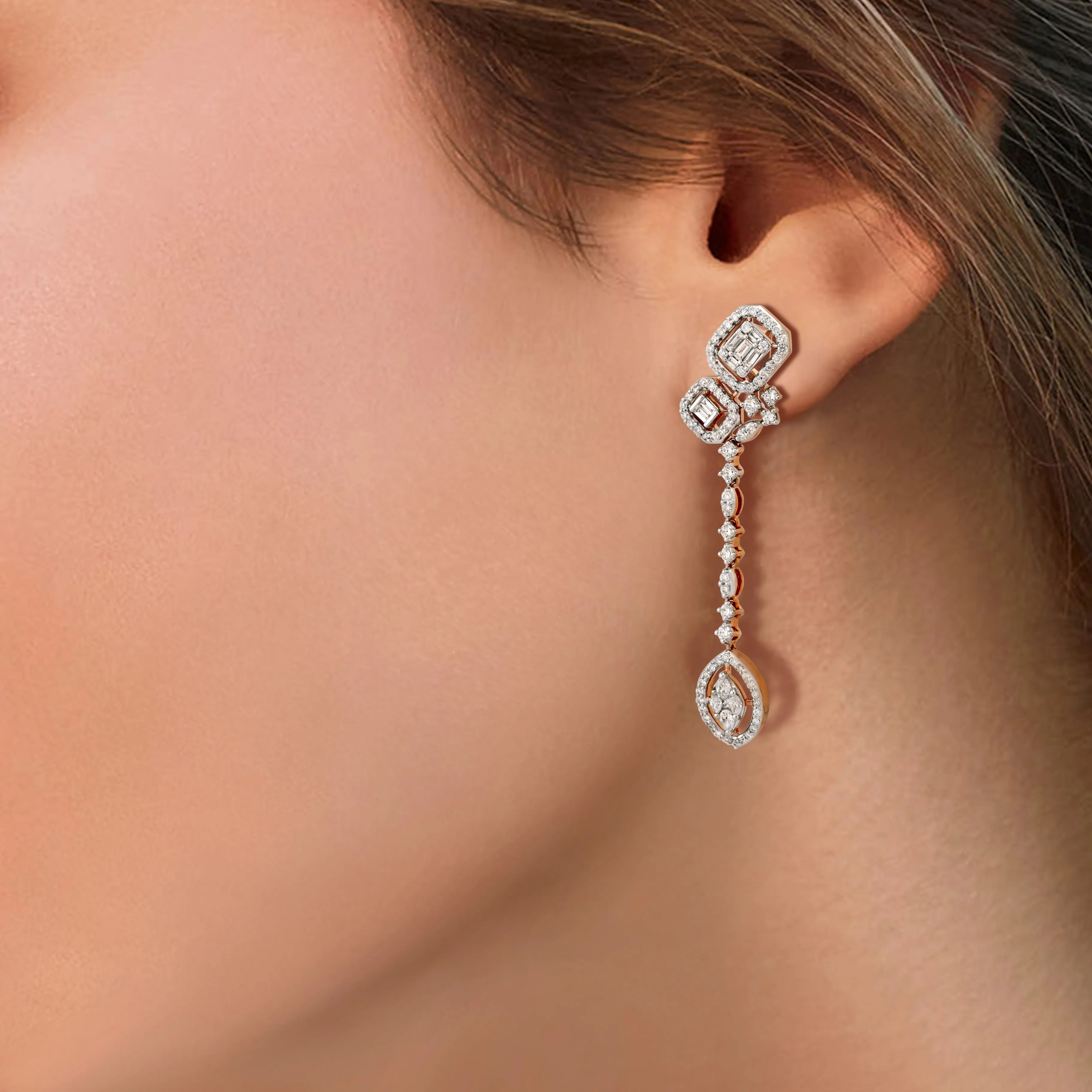 One Teardrop Diamond Earrings