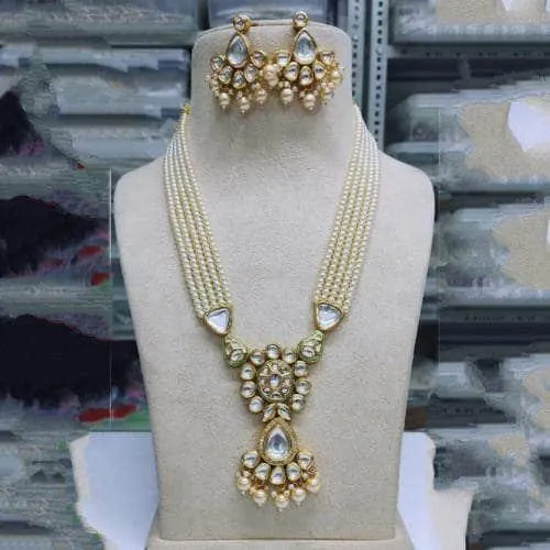 Ones Long Kundan Chain And Earring Set