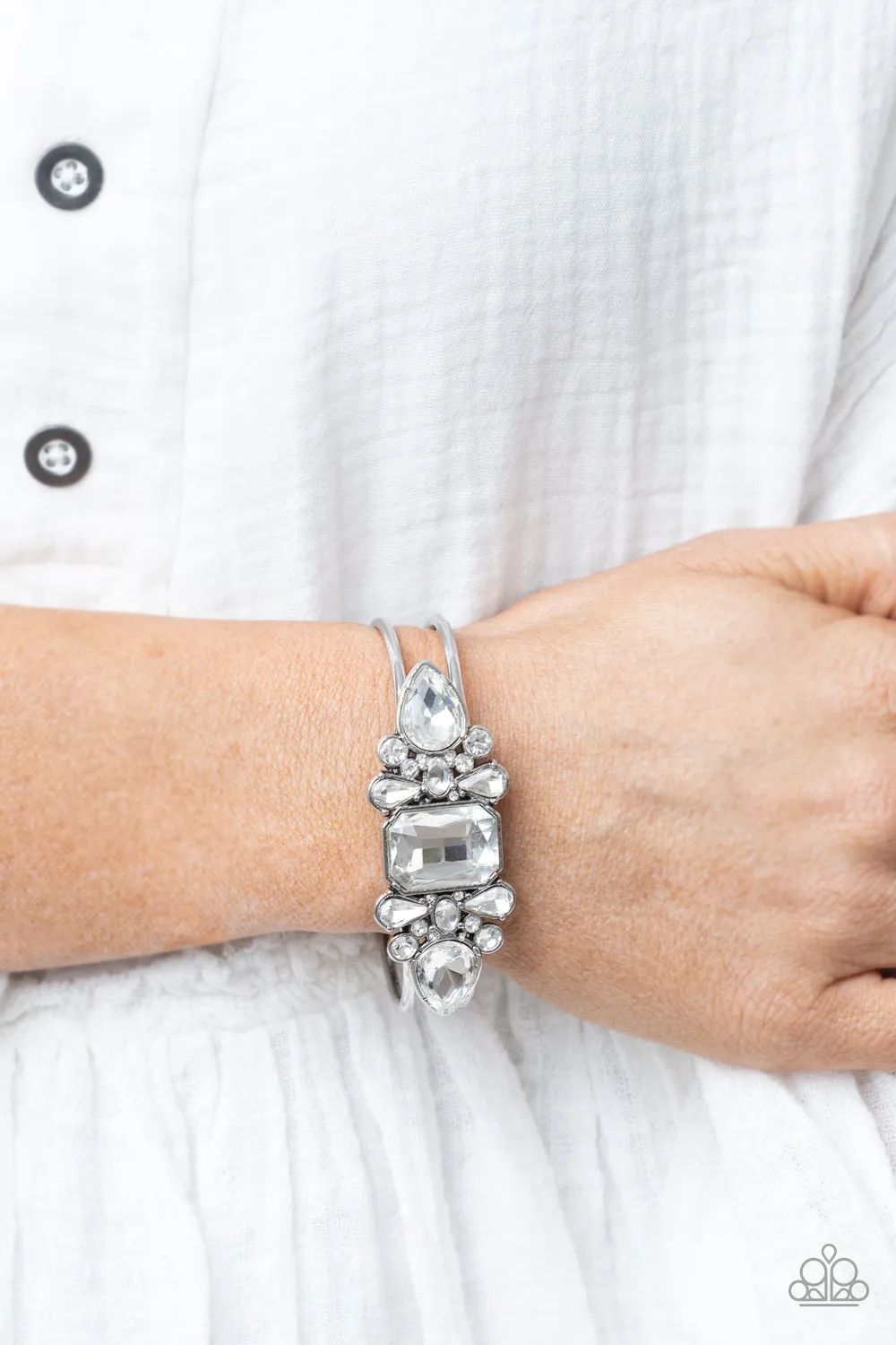 Open Door Jewelry - Call Me Old-Fashioned - White Bracelet - Paparazzi Accessories