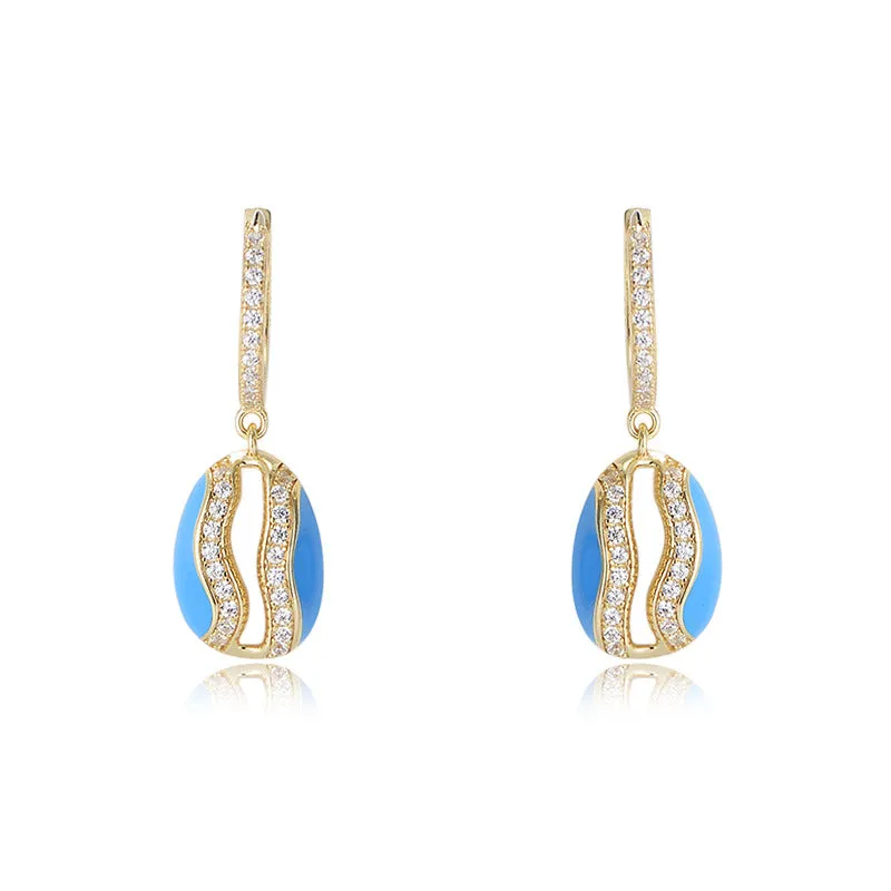 Oval shape with Zircon Silver Drop Earrings for Women