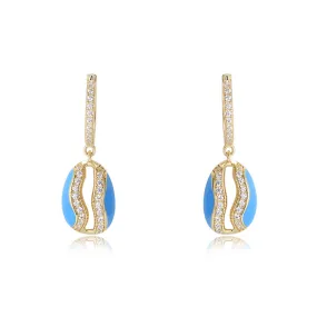 Oval shape with Zircon Silver Drop Earrings for Women