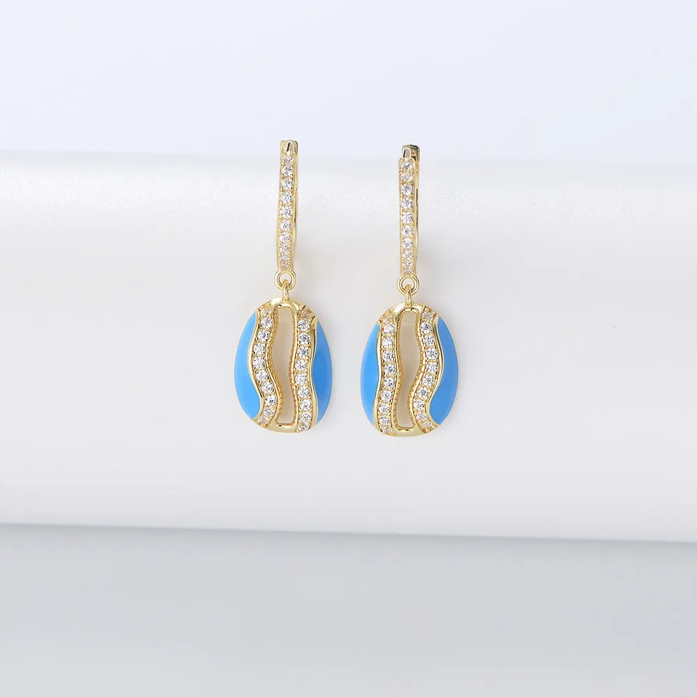 Oval shape with Zircon Silver Drop Earrings for Women