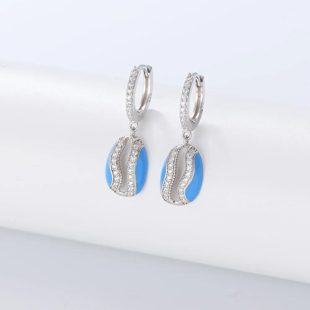 Oval shape with Zircon Silver Drop Earrings for Women