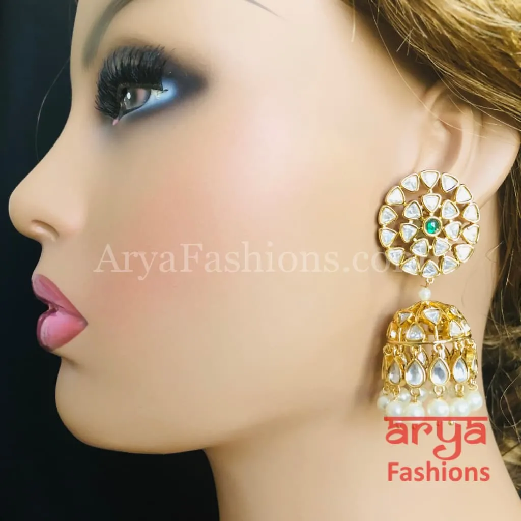 Pacchi Kundan Jhumka Earrings/ Indian Traditional Kundan Earrings