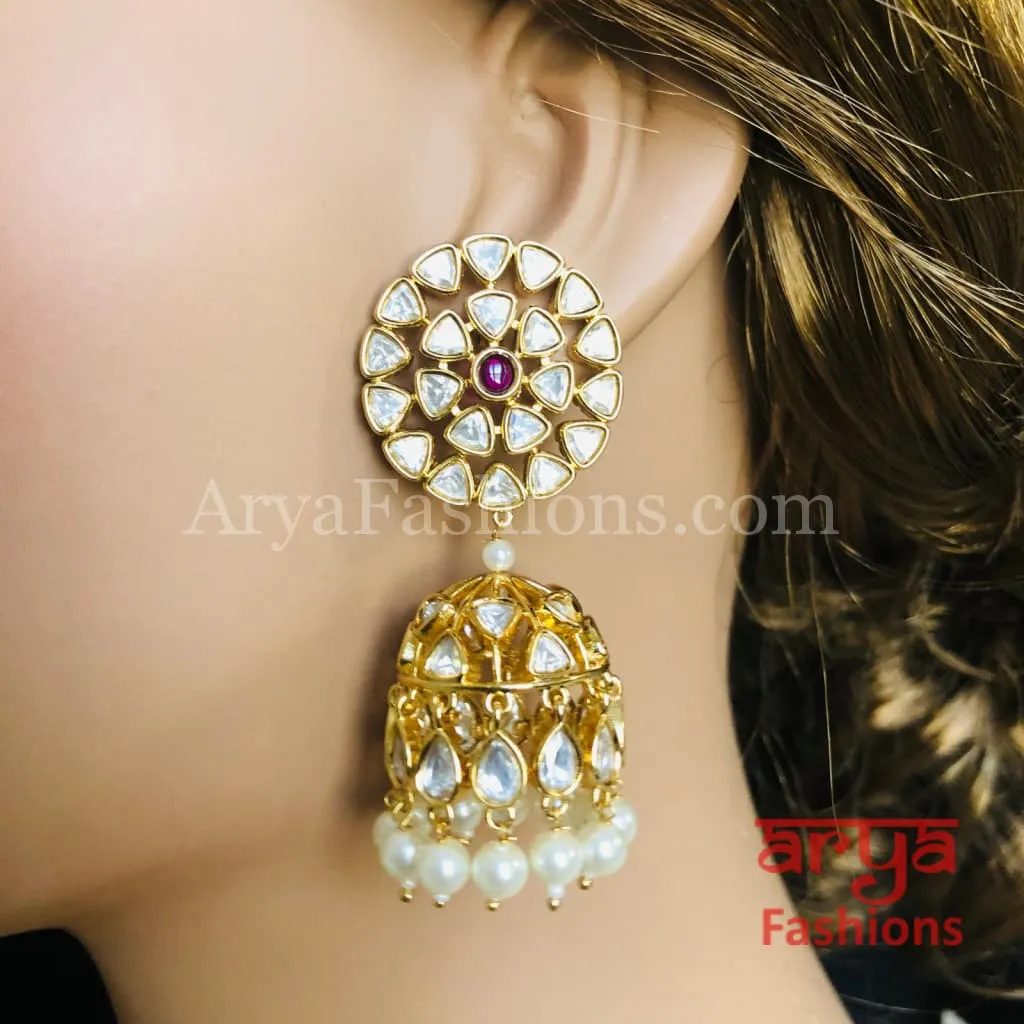 Pacchi Kundan Jhumka Earrings/ Indian Traditional Kundan Earrings