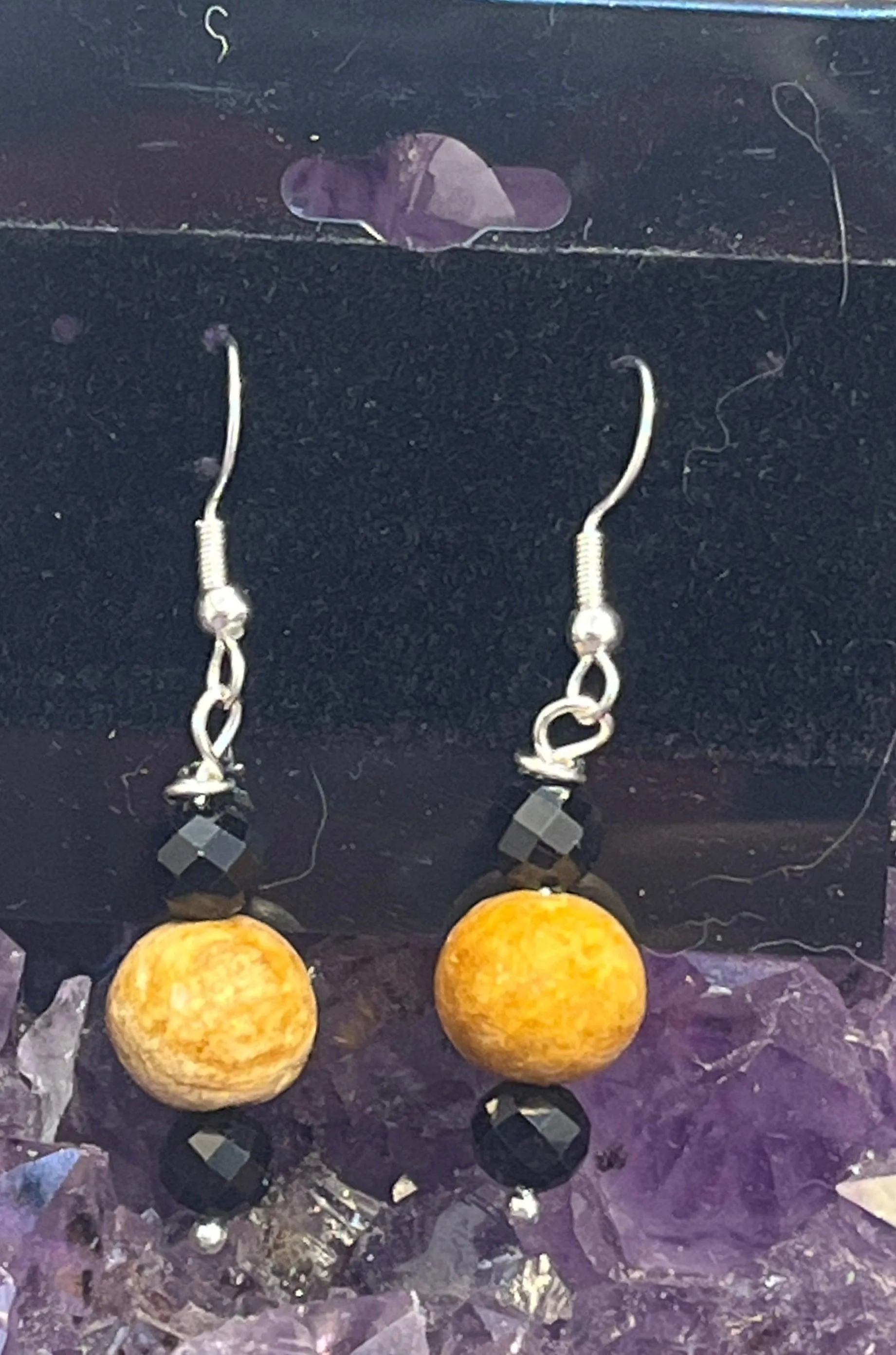 Palo Santo Gemstone Sterling Silver Hooks Drop Dangle Earrings