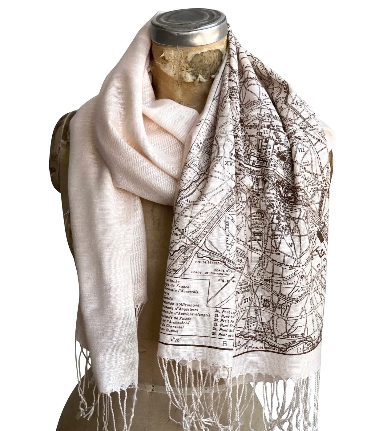 Paris Map Scarf, French map bamboo pashmina