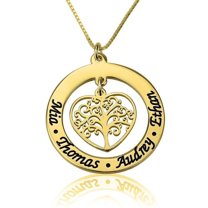 Personalised Family Tree Necklace - 24k Gold Plated