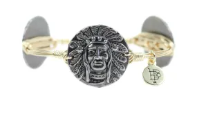 Pewter Indianhead Bangle Bracelet